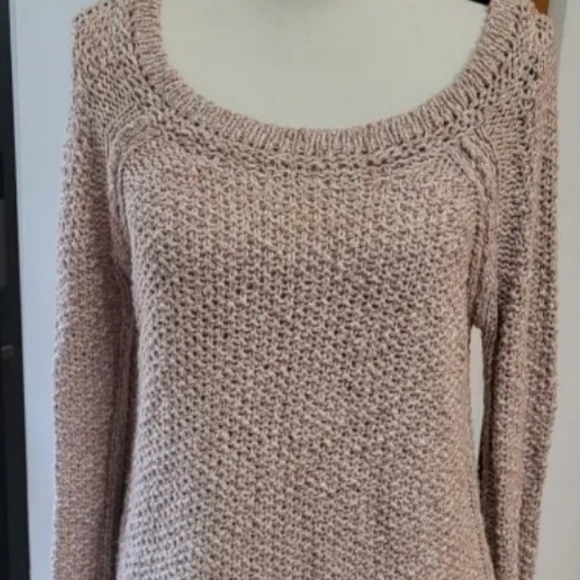 Gently Preworn Pink Heather Scoop Neck Sweater by Free People small - Picture 1 of 6